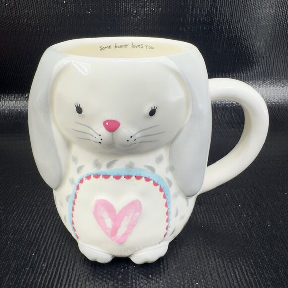 Natural Life Some Bunny Loves You Mug Coffee Cup Mug Rabbit Heart Purple Ceramic - Picture 1 of 9